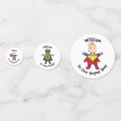 すごいヒーロすごいーズ男の子の誕生日パーティーテーブル コンフェッティ (裏面)