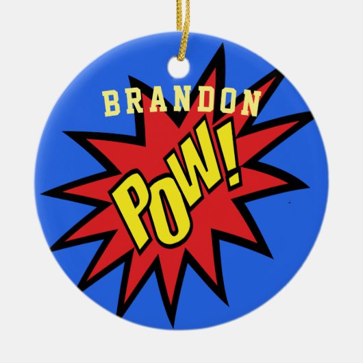 すごいヒーローカスタムカラーパーソナライズされた セラミックオーナメント (正面)