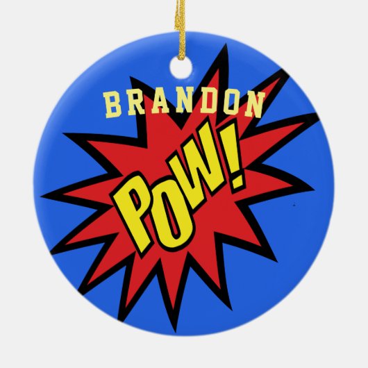 すごいヒーローカスタムカラーパーソナライズされた セラミックオーナメント (裏面)