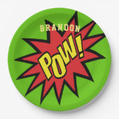 すごいヒーローカスタムカラーパーソナライズされた ペーパープレート (正面)