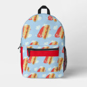 すごいヒーロ飛んでいるケードサンドおもしろい プリントバックパック (正面)