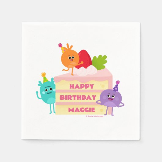 すごいブンブンいう音シンプルNUMSお誕生日ケーキ スタンダードカクテルナプキン (正面)