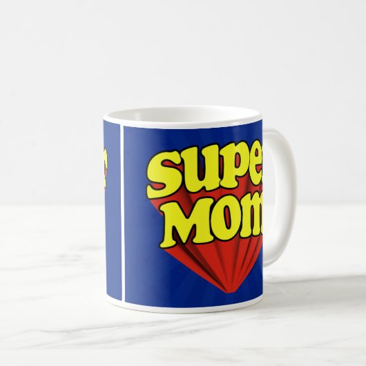すごいママレッド/イエロー/ブルースーパーヒーロー母の日 コーヒーマグカップ (正面右)
