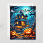 すごい不気味かぼちゃ |ハッピーハローウィン ポストカード (正面/裏面)