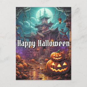 すごい不気味ハッピーハローウィンハ幽霊のよく出るウス ポストカード