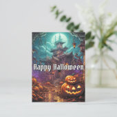 すごい不気味ハッピーハローウィンハ幽霊のよく出るウス ポストカード (スタンド正面)