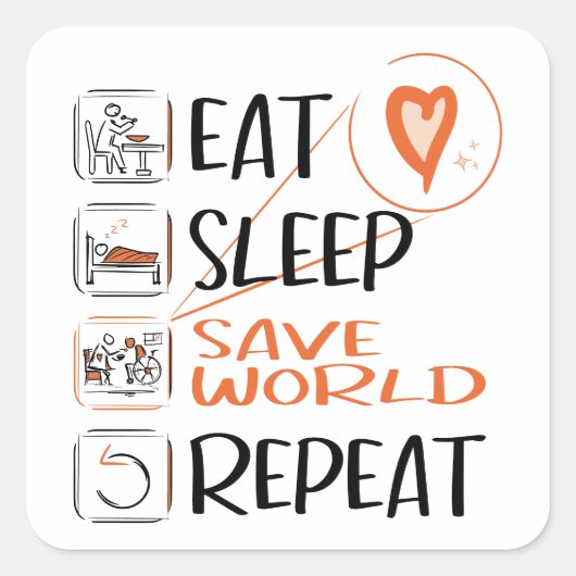 「すごい介護士・介護助手」救の世界 スクエアシール (正面)