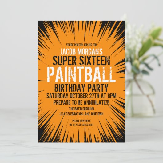 すごい十六ペイントボールパーティの招待状 招待状 (スタンド正面)