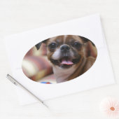 すごい可愛いお気に入りの犬 楕円形シール (封筒)