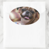 すごい可愛いお気に入りの犬 楕円形シール (バッグ)