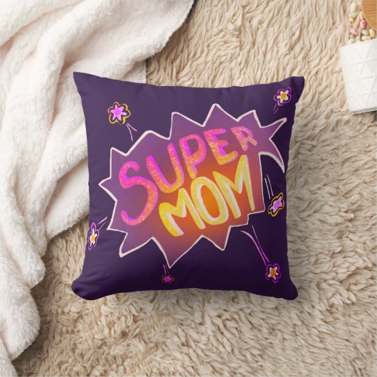 すごい母ネオン花漫画バブル母の日 クッション (ブランケット)