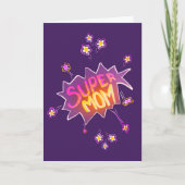 すごい母ピンクネオン花漫画バブル カード (正面)