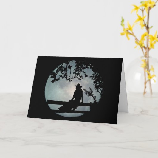 すごい満月女性のカーボーイカードのかわいい誕生日 カード (黄色い花)