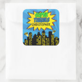 すごい漫画ブックヒーロ3インチ感謝していユーメッセージカード スクエアシール (バッグ)