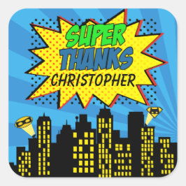 すごい漫画ブックヒーロ3インチ感謝していユーメッセージカード スクエアシール