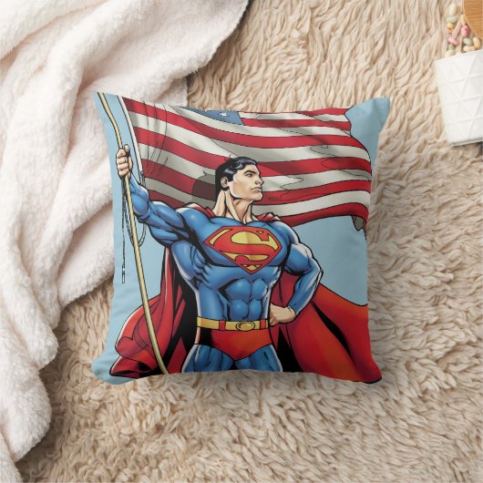 すごい米国旗を掲げる人 クッション (ブランケット)