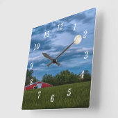 すごい納屋の壁時計の上の花の月 スクエア壁時計 (傾斜)