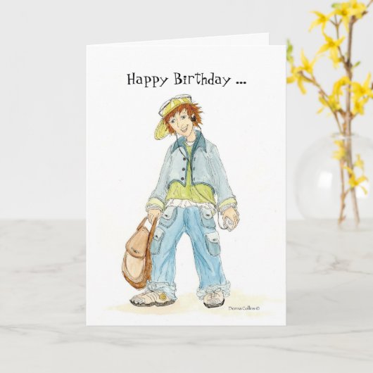 すごい10代の若者誕生日カード カード (黄色い花)