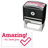 "すごい!" +学校先生の名前ラバースタンプ セルフインキングスタンプ (インサイチュ)