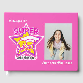 すごいGrad Pink編集可能フォト文字卒業 ゲストブック