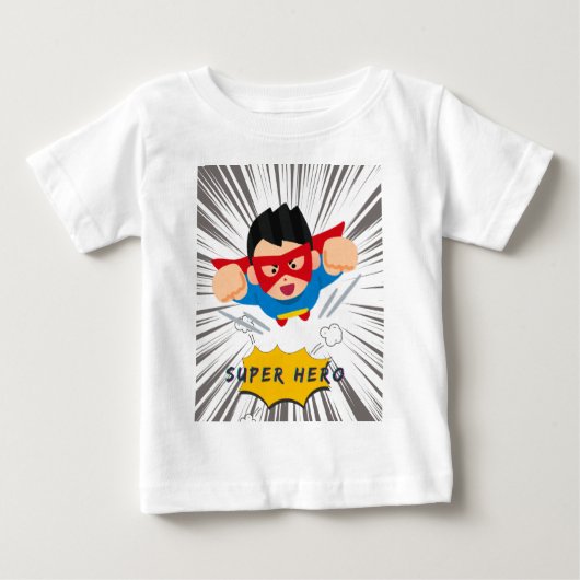 すごいHero Kid -漫画スタイル漫画パワー ベビーTシャツ (正面)