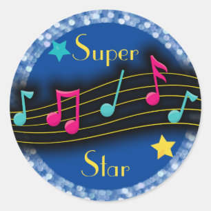 すごいStar Music Notes クラシック Round Stecker ラウンドシール