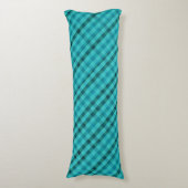 すごくティール（緑がかった色）のカスタムな格子縞パターン ボディピロー (正面縦)