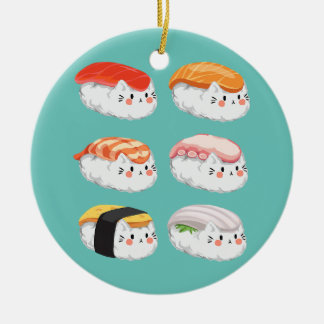 すしおもしろいシックスパック猫すべての猫好き セラミックオーナメント