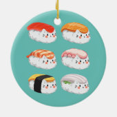 すしおもしろいシックスパック猫すべての猫好き セラミックオーナメント (裏面)