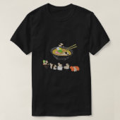 すしおもしろいラーメンかわいい日本のかわいい Tシャツ (デザイン正面)