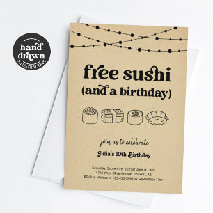 すしおもしろい誕生日パーティーの無料招待状 招待状