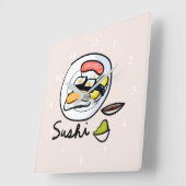 すしかわいいかわいいの食モダンべ物日本のアート スクエア壁時計 (傾斜)