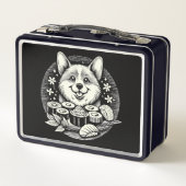 すしかわいい動物付きかわいいコギ メタルランチボックス (裏面)