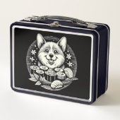 すしかわいい動物付きかわいいコギ メタルランチボックス (正面)