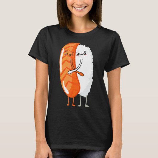 すしとガリはスチと食日本の物寿司が大好き Tシャツ (正面)