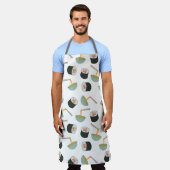 すしと麺の柄 エプロン (着用した状態)