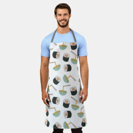 すしと麺の柄 エプロン