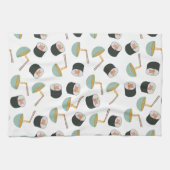 すしと麺の柄 キッチンタオル (横)