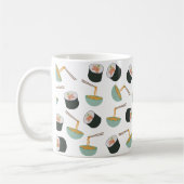 すしと麺の柄 コーヒーマグカップ (左)