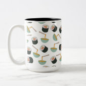 すしと麺の柄 ツートーンマグカップ (左)