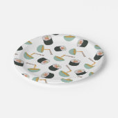 すしと麺の柄 ペーパープレート (アングル)