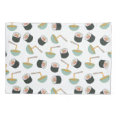 すしと麺の柄 枕カバー (裏面)