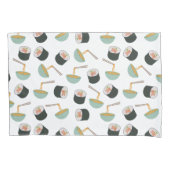 すしと麺の柄 枕カバー (正面)