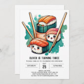 すしよくはしゃぐ転が誕生日 招待状 (正面/裏面)