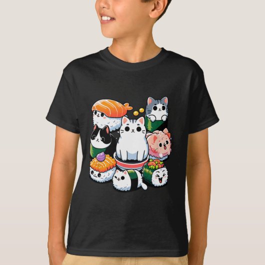 すしアニメキャットすし恋人ギフト Tシャツ (正面)