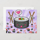 すしアニメ食べ物キャラクターのエビがたくさん|過去記事 ポストカード (正面/裏面)