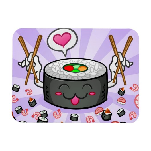 すしアニメ食べ物キャラクターのエビがたくさん|過去記事 マグネット (横)