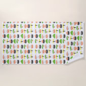 すしイラストレーションかわいいスタイルかわいいおもしろいし ビーチタオル (正面)