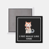 すしカラフル「すしが大好き」猫 マグネット (正面/裏面)