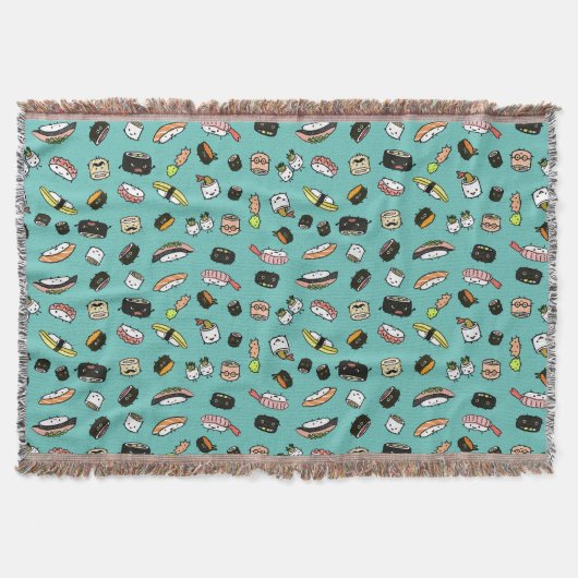 すしキャラクター柄かわいいすしキャラクター スローブランケット (正面)